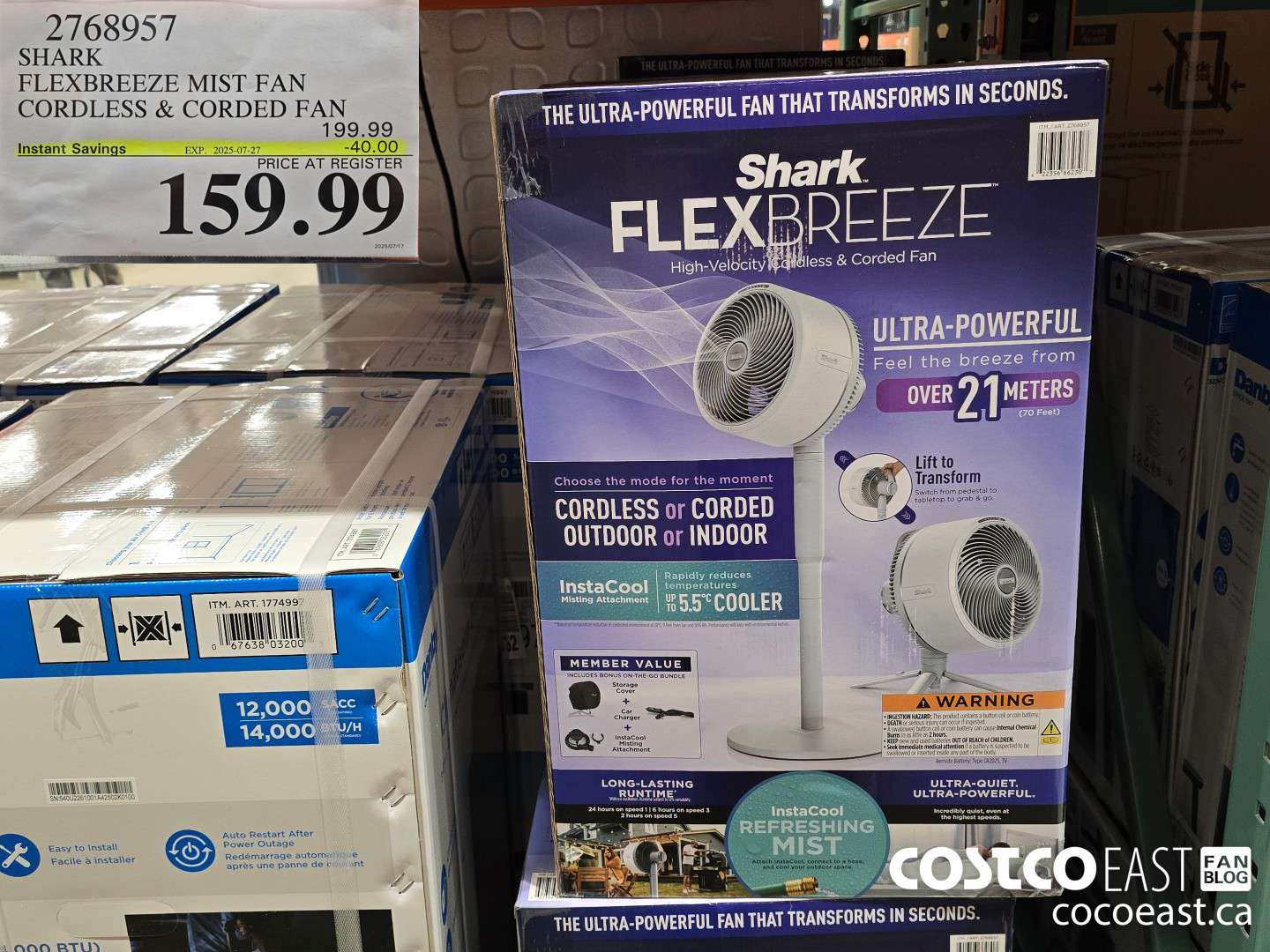 2768957 SHARK FLEXBREEZE MIST FAN CORDLESS & CORDED FAN ($40.00 INSTANT SAVINGS EXPIRES ON 2025-07-27) $159.99