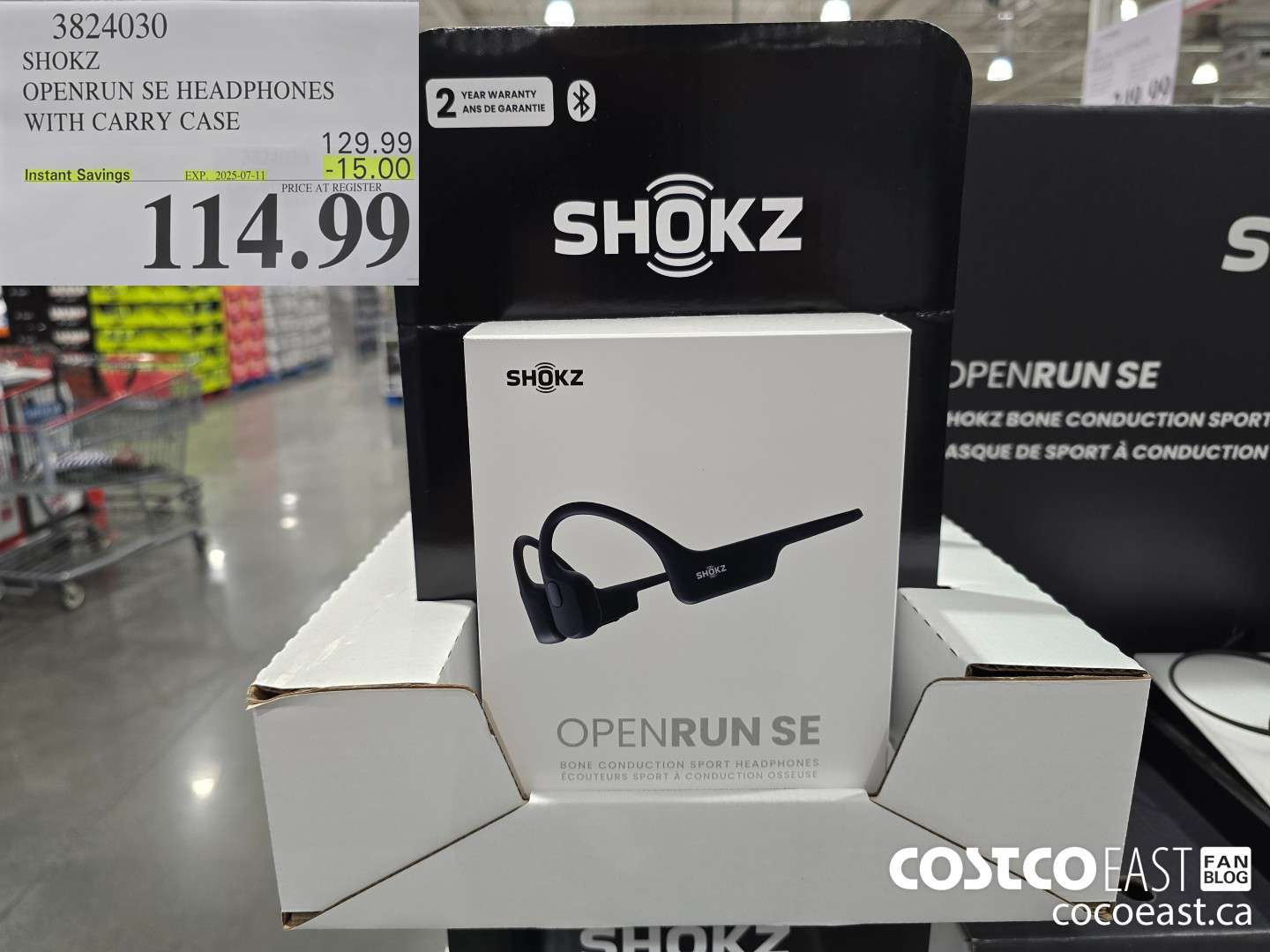 3824030 SHOKZ OPENRUN SE HEADPHONES WITH CARRY CASE ($15.00 INSTANT SAVINGS EXPIRES ON 2025-07-11) $114.99