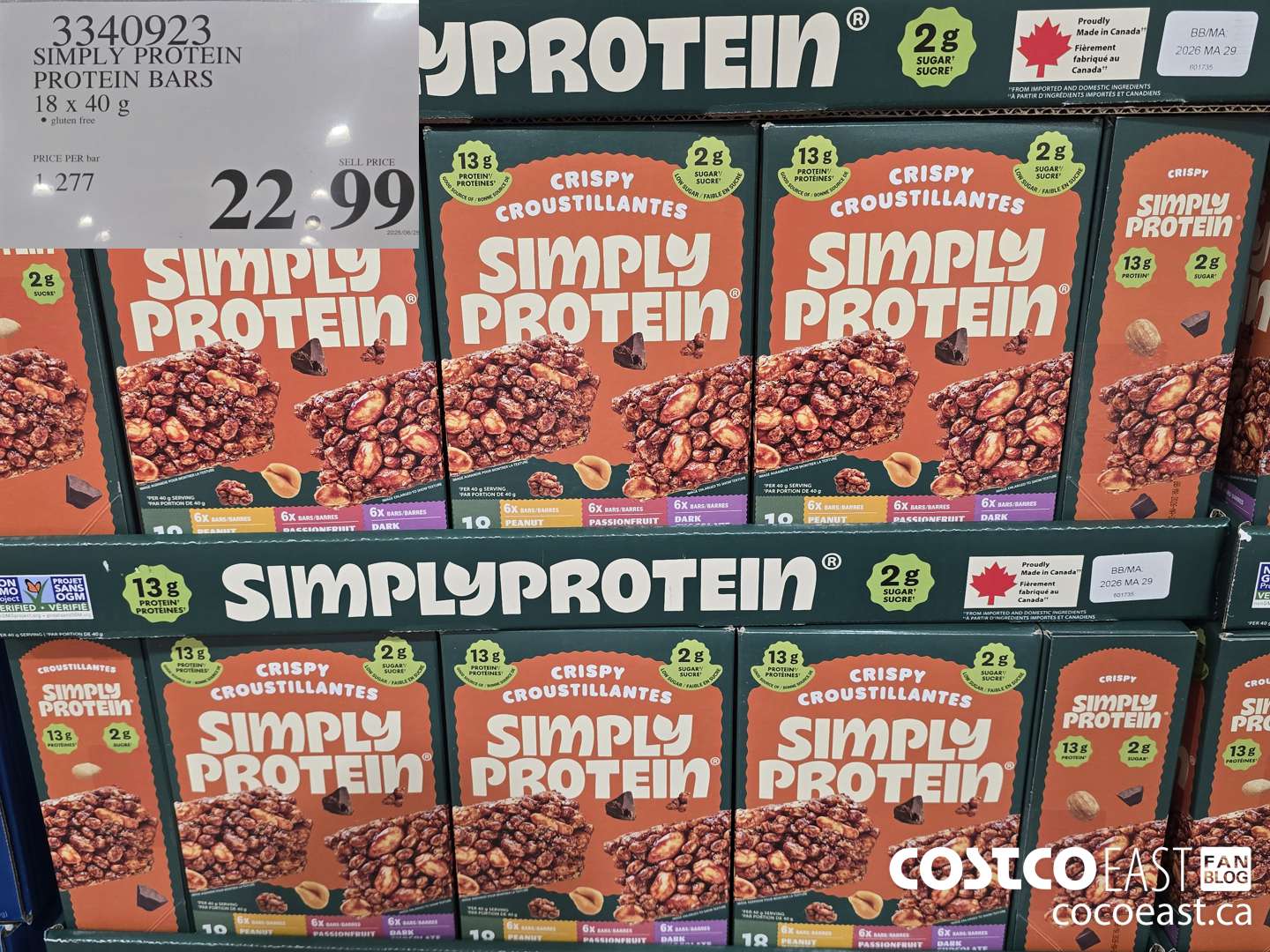 3340923 SIMPLY PROTEIN PROTEIN BAR 18 x 40 g $22.99