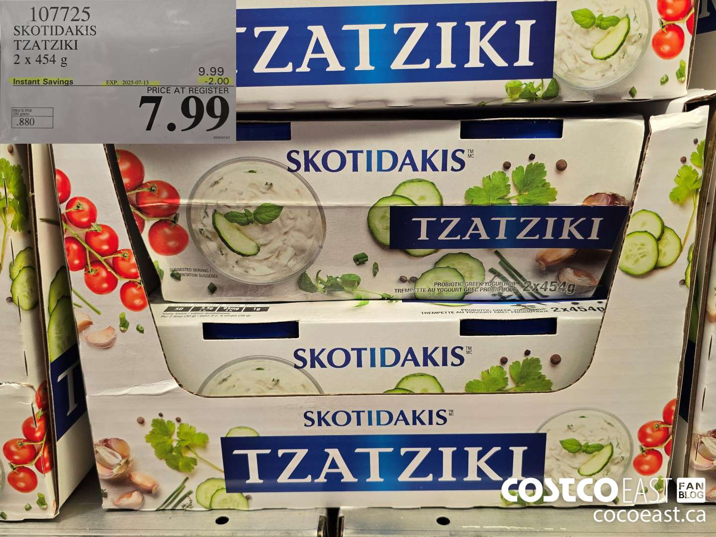 107725 SKOTIDAKIS TZATZIKI 2 X 454 G ($2.00 INSTANT SAVINGS EXPIRES ON 2025-07-13) $7.99