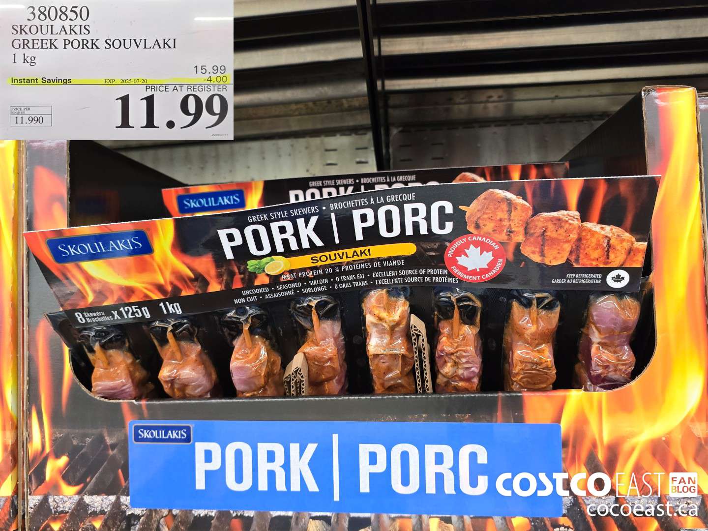 380850 SKOULAKIS GREEK PORK SOUVLAKI 1 KG ($4.00 INSTANT SAVINGS EXPIRES ON 2025-07-20) $11.99