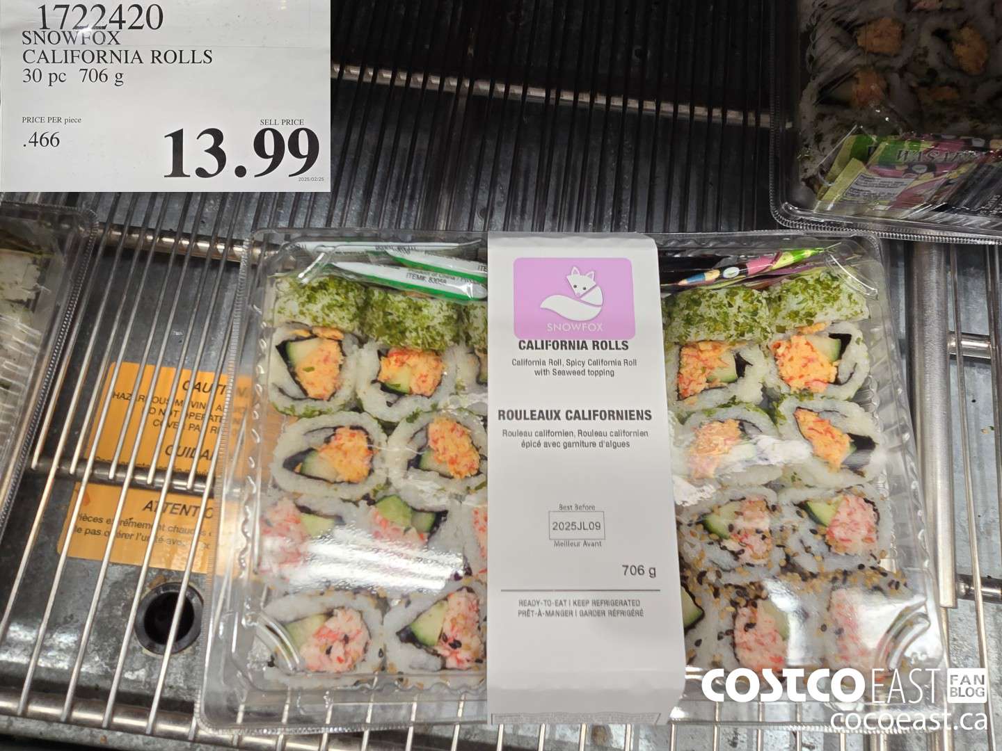 1722420 SNOWFOX CALIFORNIA ROLLS 30 PC 706 G $13.99