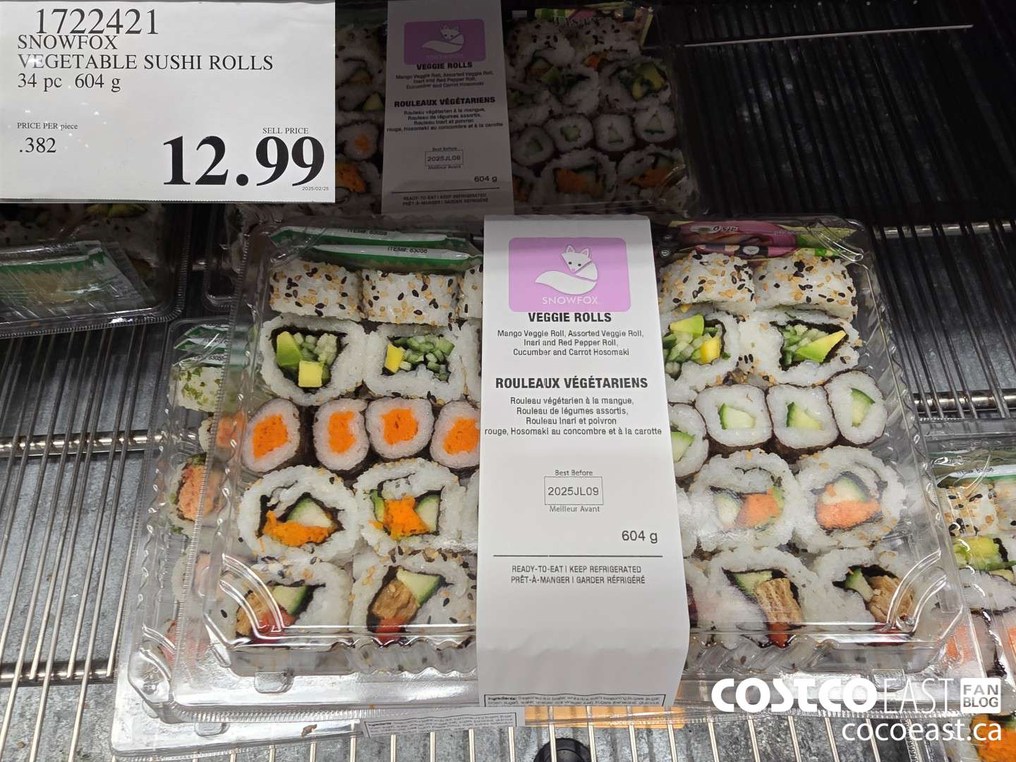 1722421 SNOWFOX VEGETABLE SUSHI ROLLS 34 PC 604 g $12.99
