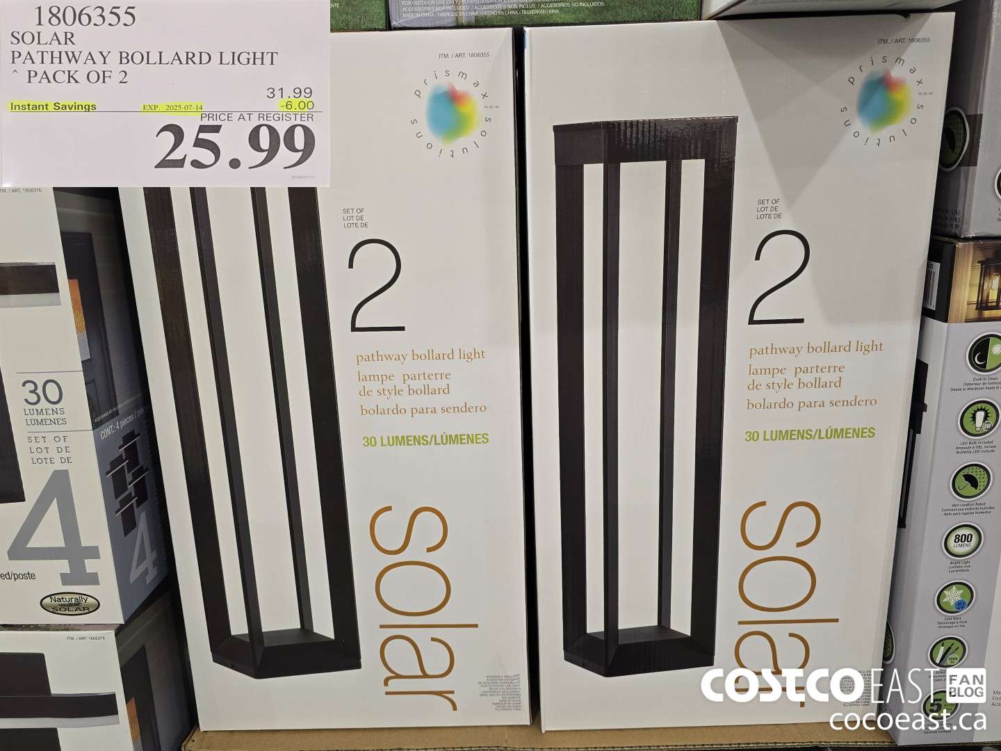 1806355 SOLAR PATHWAY BOLLARD LIGHT PACK OF 2 ($6.00 INSTANT SAVINGS EXPIRES ON 2025-07-14) $25.99