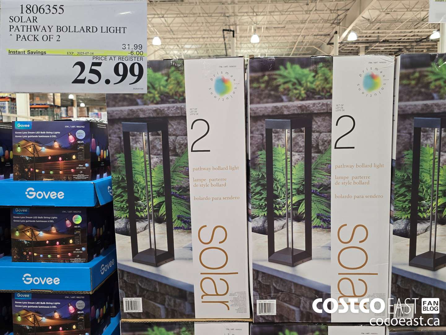 1806355 SOLAR PATHWAY BOLLARD LIGHT PACK OF 2 ($6.00 INSTANT SAVINGS EXPIRES ON 2025-07-14) $25.99