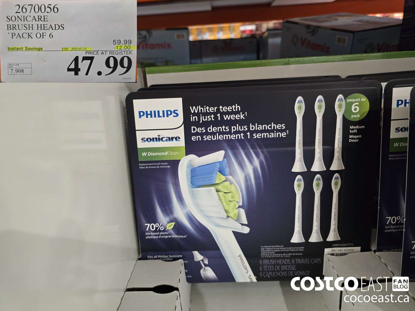 2670056 SONICARE BRUSH HEADS “PACK OF 6 ($12.00 INSTANT SAVINGS EXPIRES ON 2025-07-13) $47.99