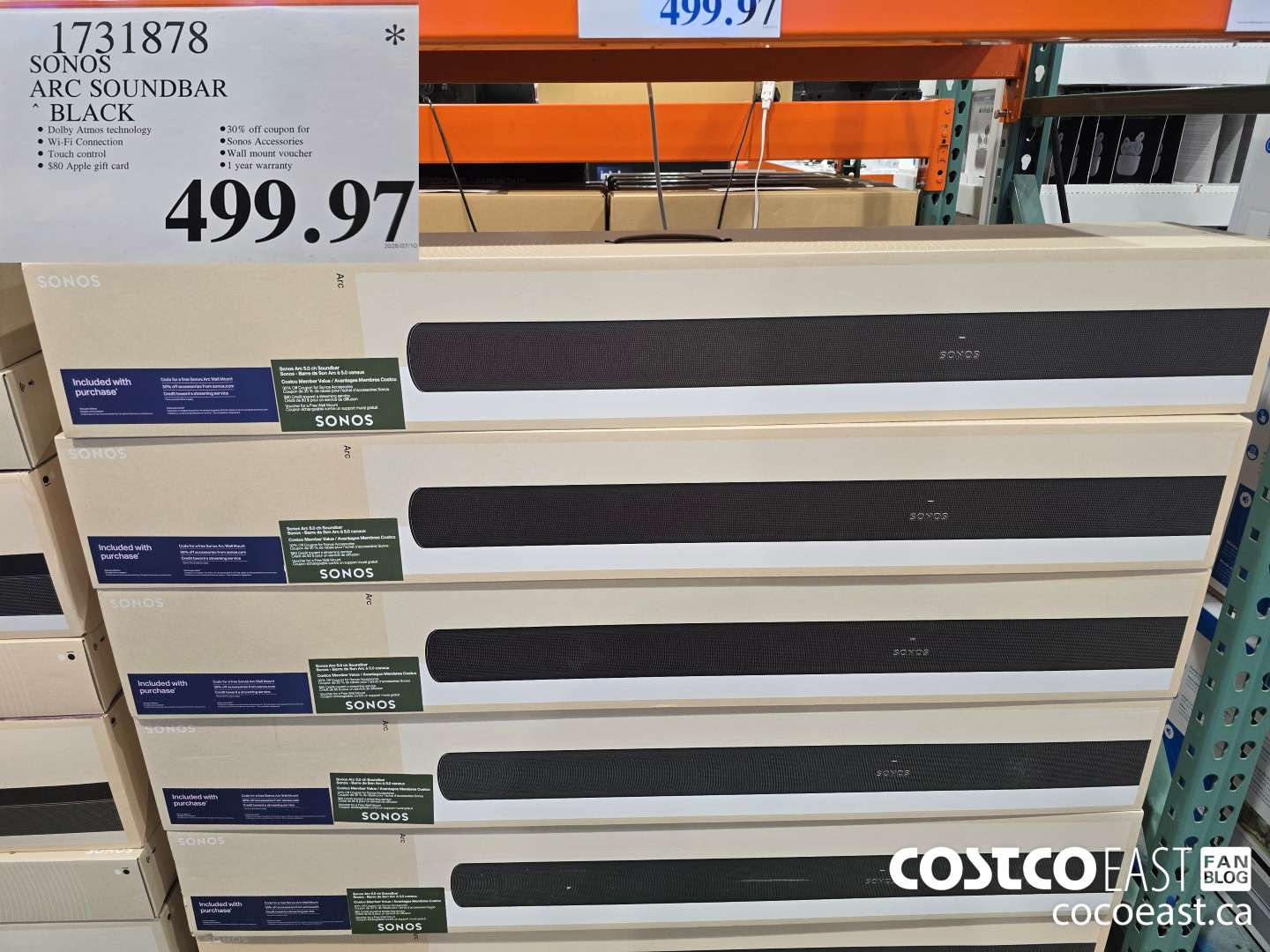 1731878 SONOS ARC SOUNDBAR BLACK $499.97