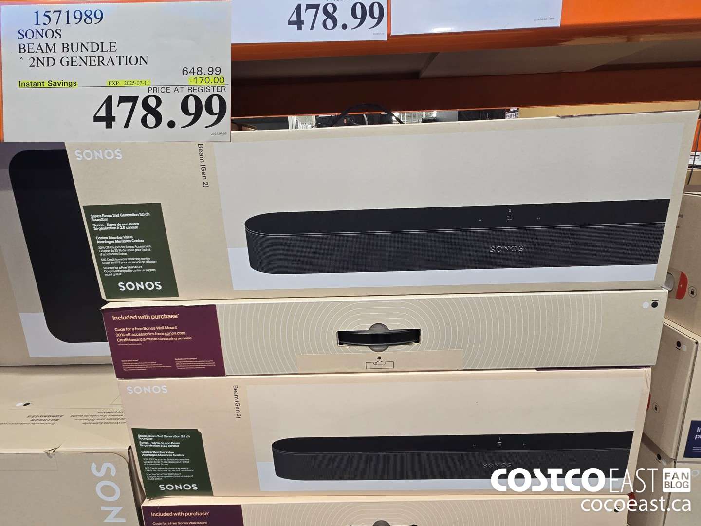 1571989 SONOS BEAM BUNDLE 2ND GENERATION ($40.00 INSTANT SAVINGS EXPIRES ON 2025-07-11) $478.99