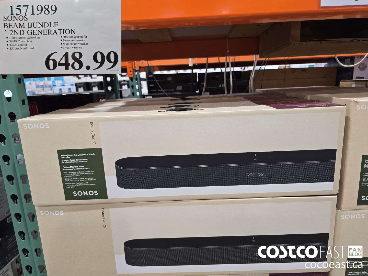 1571989 SONOS BEAM BUNDLE 2ND GENERATION $648.99