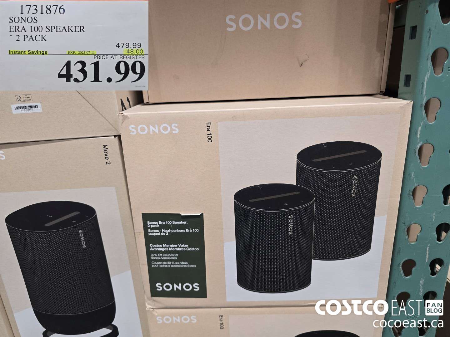 1731876 SONOS ERA 100 2 PACK ($48.00 INSTANT SAVINGS EXPIRES ON 2025-07-11) $431.99