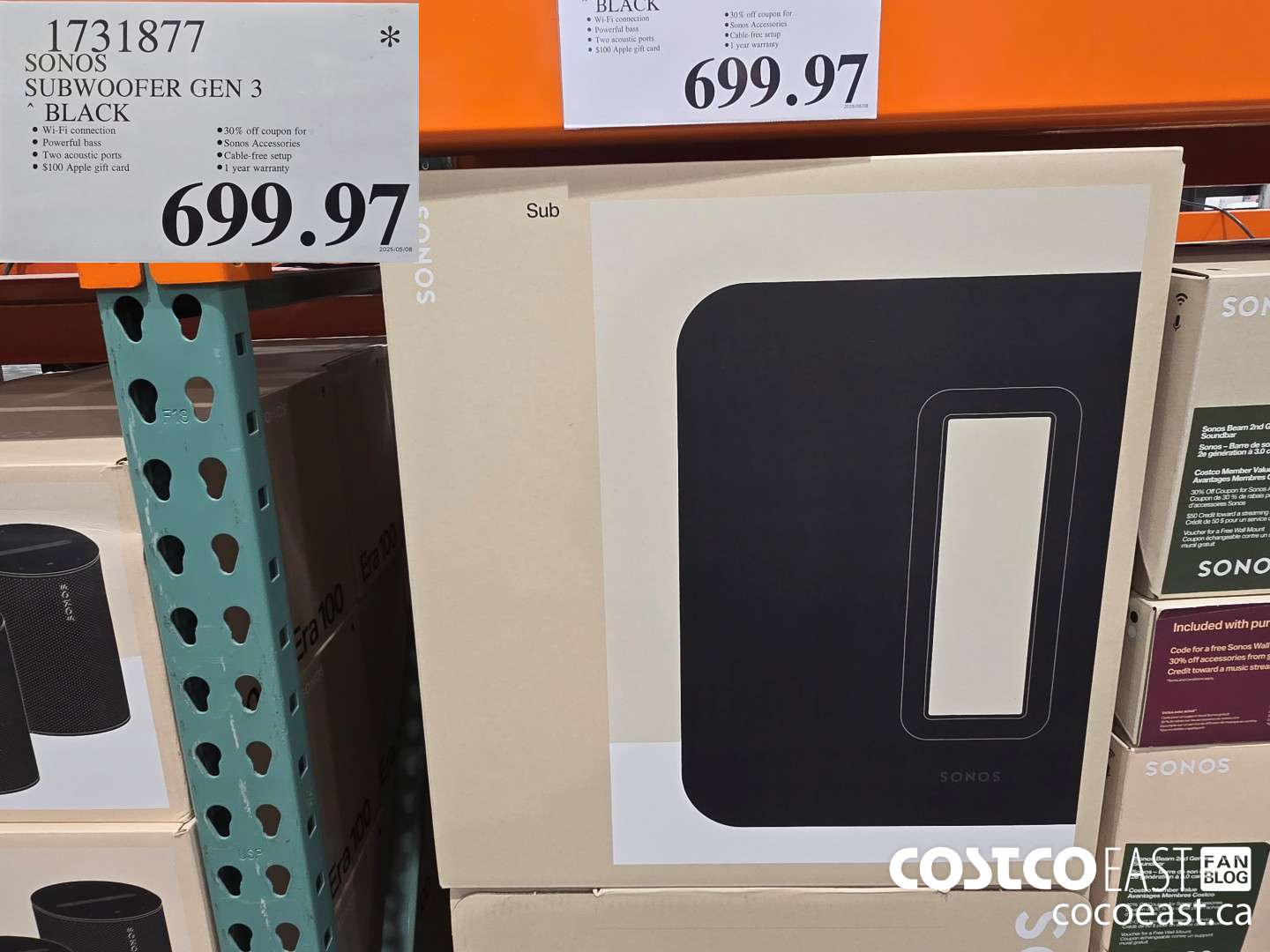 1731877 SONOS SUBWOOFER GEN 3 BLACK $699.97