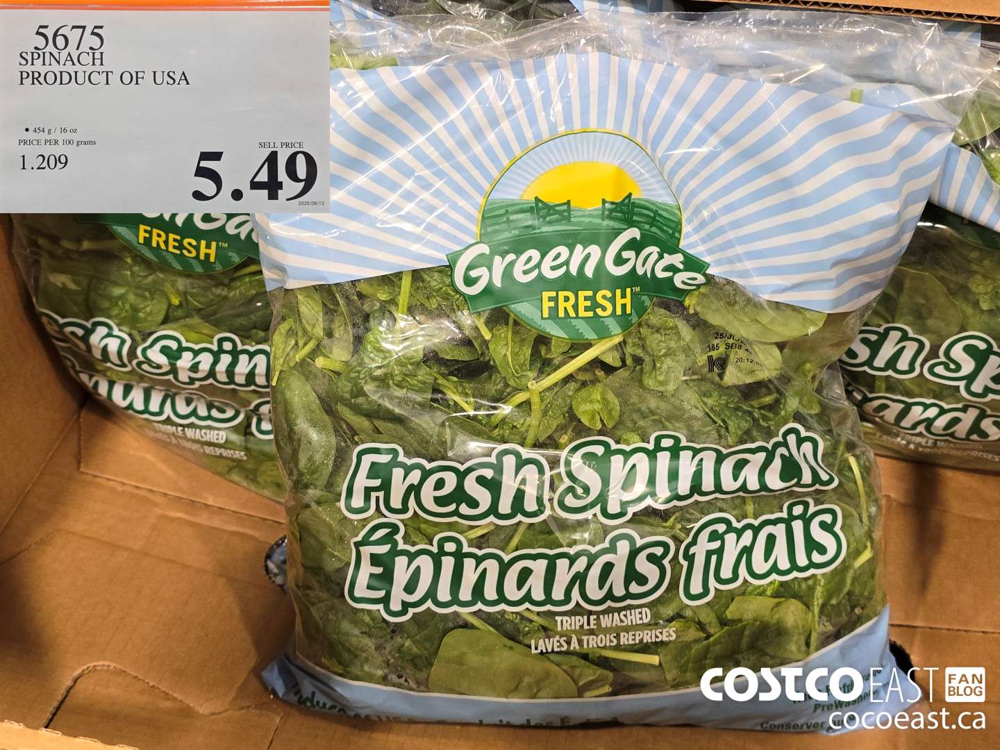 5675 SPINACH PRODUCT OF USA $5.49