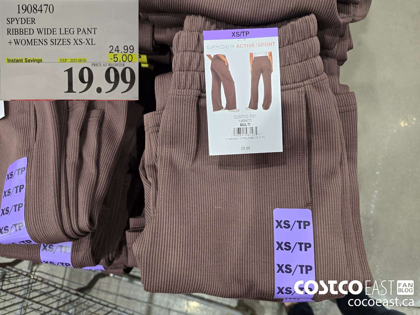 1908470 SPYDER RIBBED WIDE LEG PANT +WOMENS SIZES XS-XL ($5.00 INSTANT SAVINGS EXPIRES ON 2025-08-03) $19.99