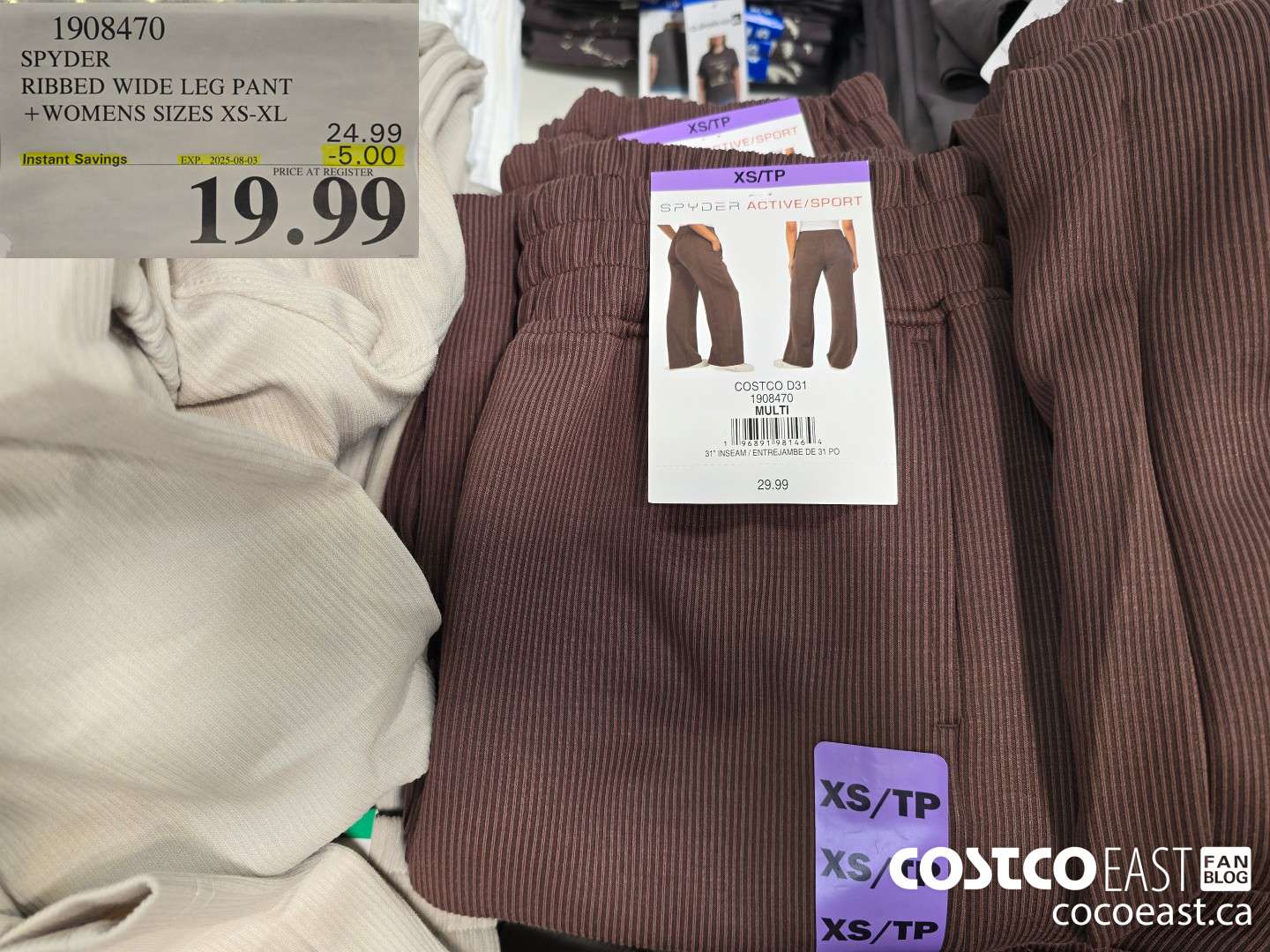 1908470 SPYDER RIBBED WIDE LEG PANT +WOMENS SIZES XS-XL ($5.00 INSTANT SAVINGS EXPIRES ON 2025-08-03) $19.99