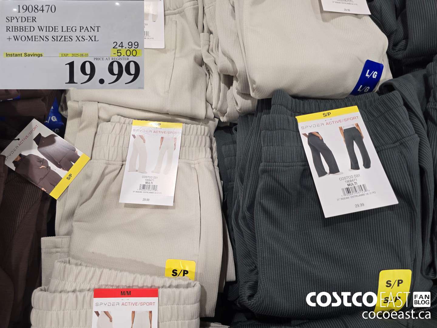 1908470 SPYDER RIBBED WIDE LEG PANT +WOMENS SIZES XS-XL ($5.00 INSTANT SAVINGS EXPIRES ON 2025-08-03) $19.99