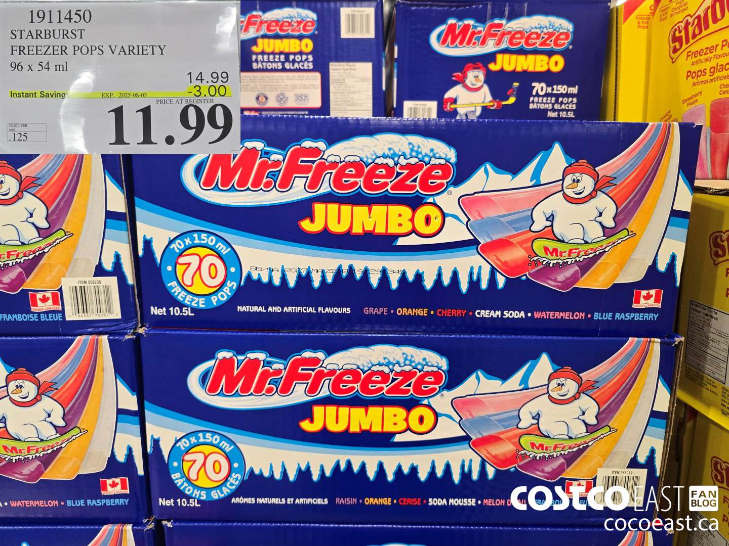 1911450 STARBURST FREEZER POPS VARIETY 96 x 54 ml ($3.00 INSTANT SAVINGS EXPIRES ON 2025-08-03) $11.99