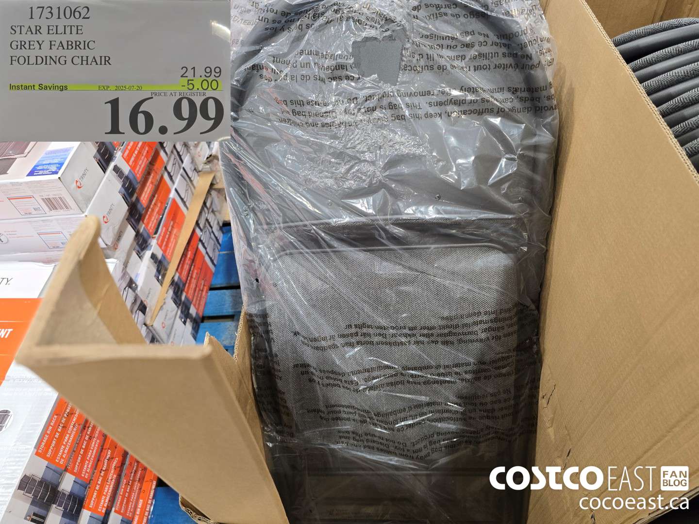 1731062 STAR ELITE GREY FABRIC FOLDING CHAIR ($5.00 INSTANT SAVINGS EXPIRES ON 2025-07-20) $16.99