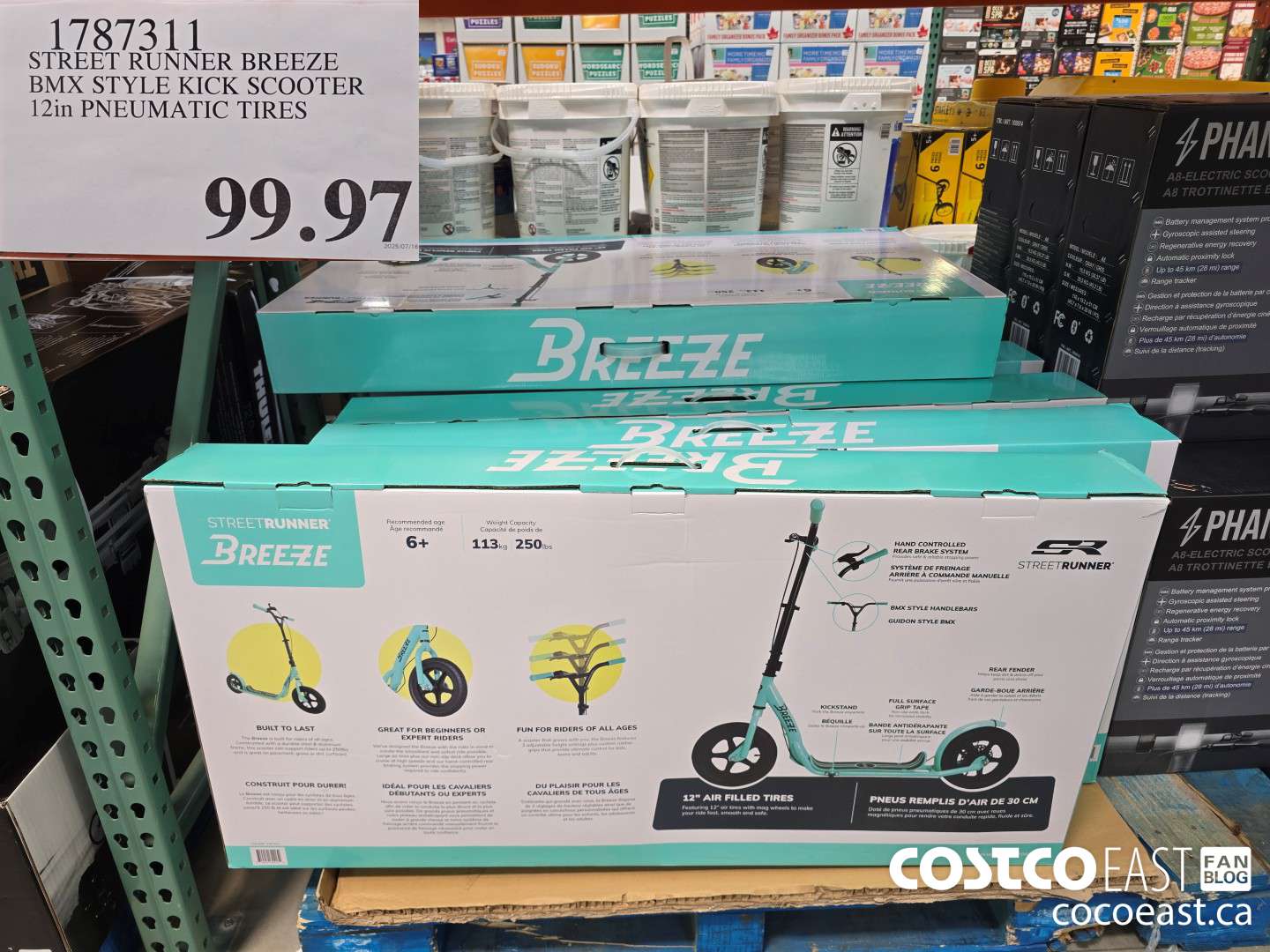 1787311 STREET RUNNER BREEZE BMX STYLE KICK SCOOTER 12in PNEUMATIC TIRES $99.97