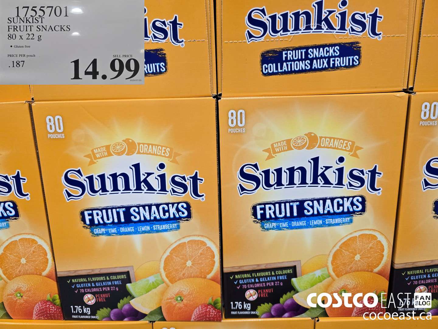 1755701 SUNKIST FRUIT SNACKS 80 x 22 g $14.99