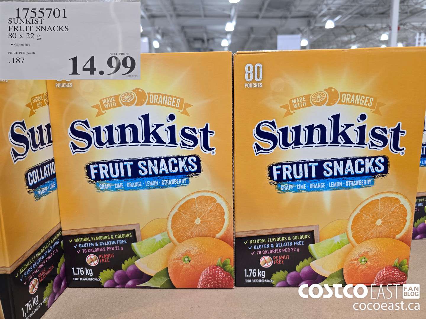 1755701 SUNKIST FRUIT SNACKS 80 x 22 g $14.99