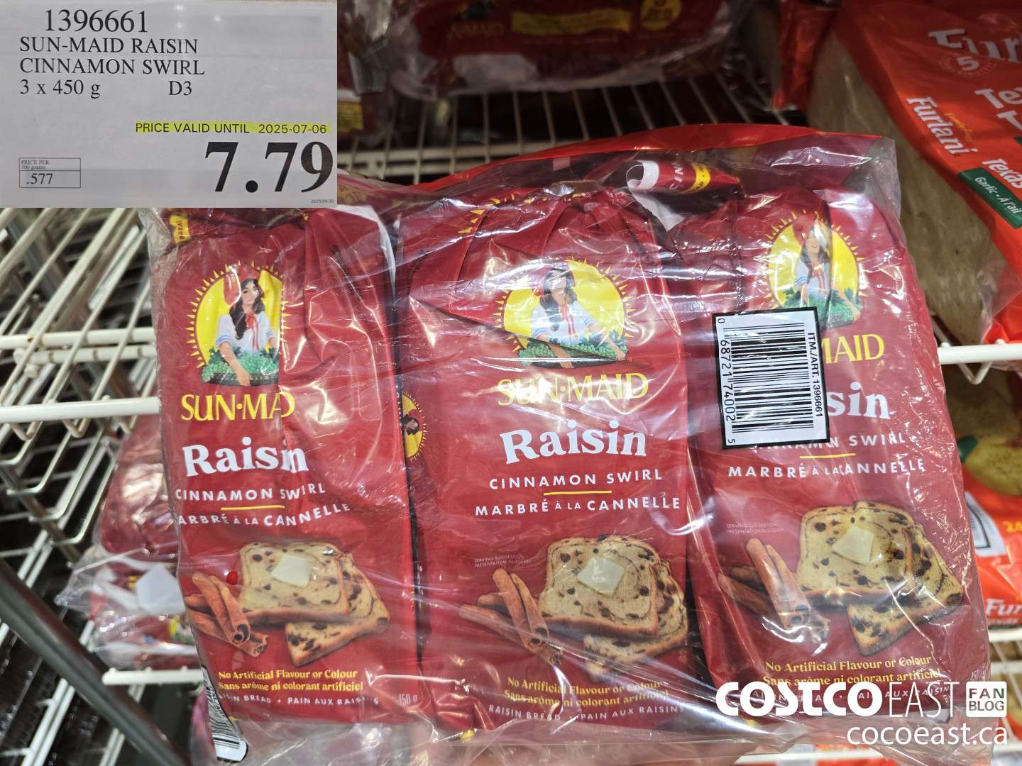 1396661 SUN-MAID RAISIN CINNAMON SWIRL 3 x 450 g $7.79