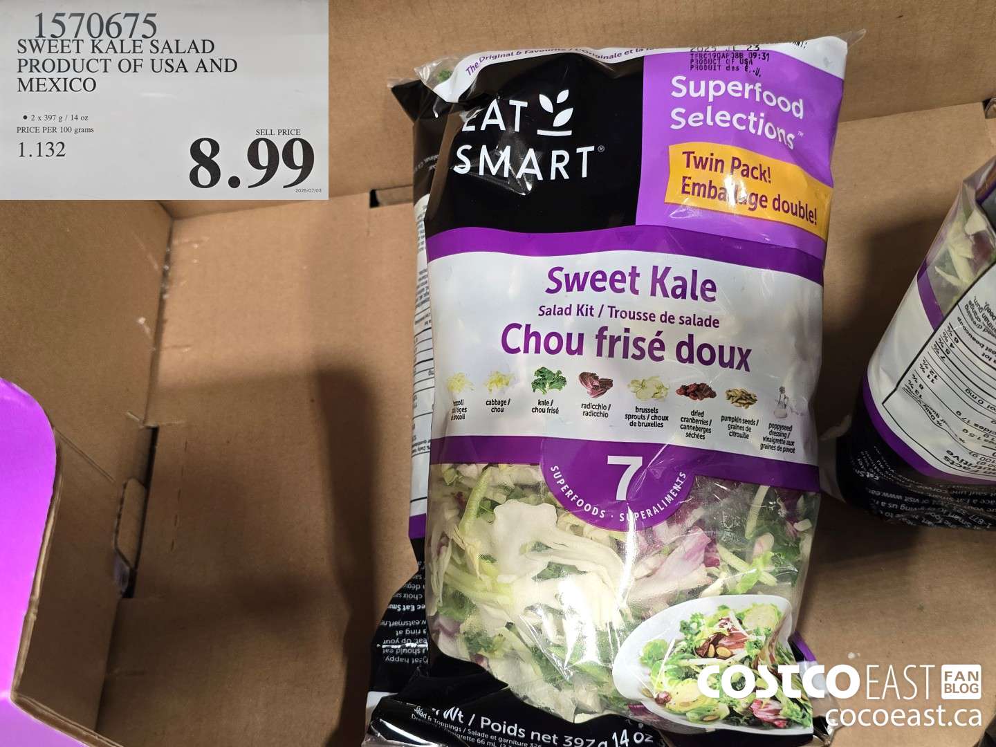1570675 SWEET KALE SALAD 2 PACK PRODUCT OF USA AND MEXICO $8.99