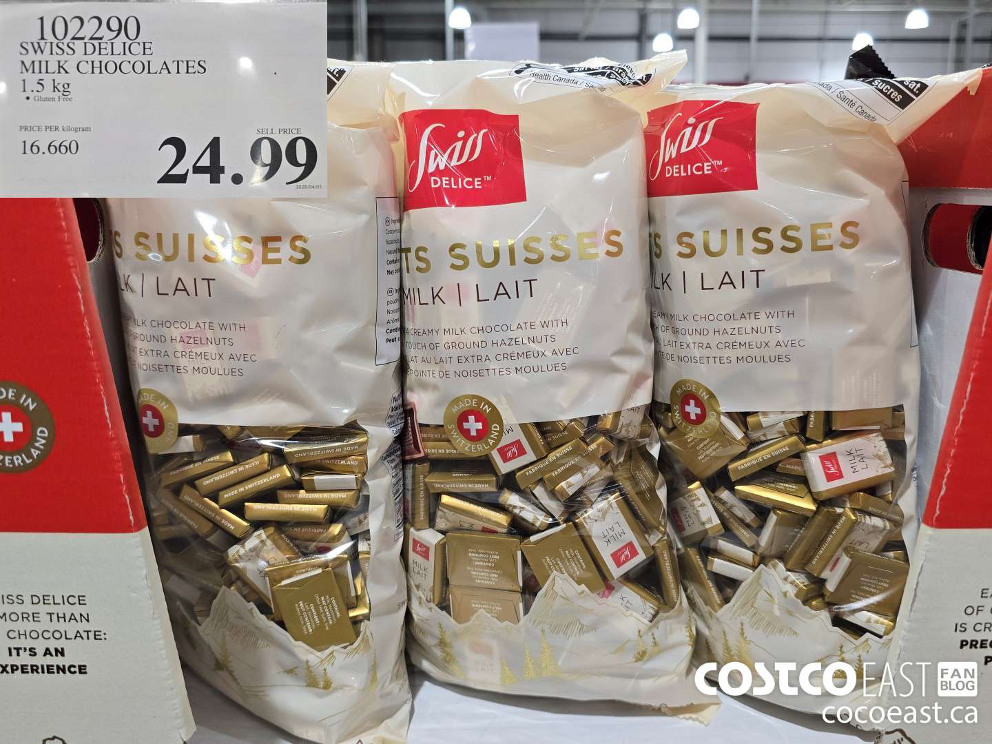 102290 SWISS DELICE MILK CHOCOLATES 1.5 KG $24.99