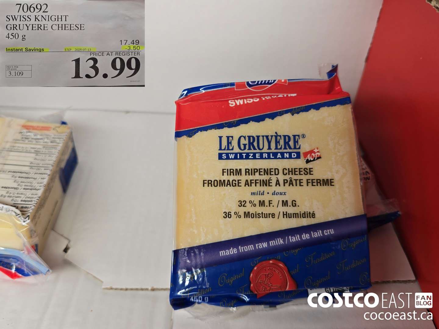 70692 SWISS KNIGHT GRUYERE CHEESE 450 g ($3.50 INSTANT SAVINGS EXPIRES ON 2025-07-13) $13.99