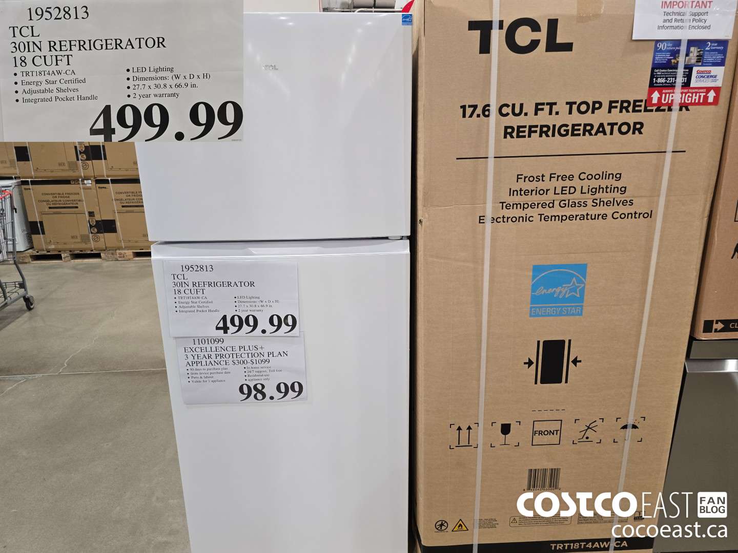 1952813 TCL 30IN REFRIGERATOR 18 CUFT $499.99