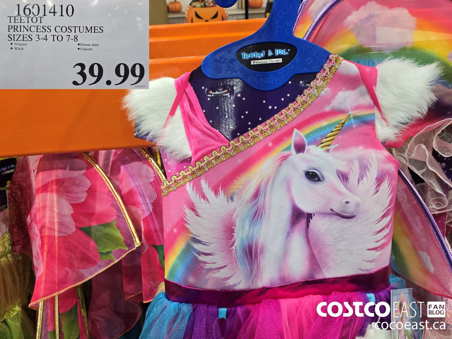 1601410 TEETOT PRINCESS COSTUMES SIZES 3/4 TO 7/8 $39.99