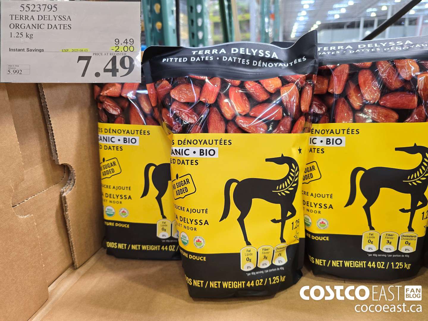 5523795 TERRA DELYSSA ORGANIC DATES 1.25 KG ($2.00 INSTANT SAVINGS EXPIRES ON 2025-08-03) $7.49