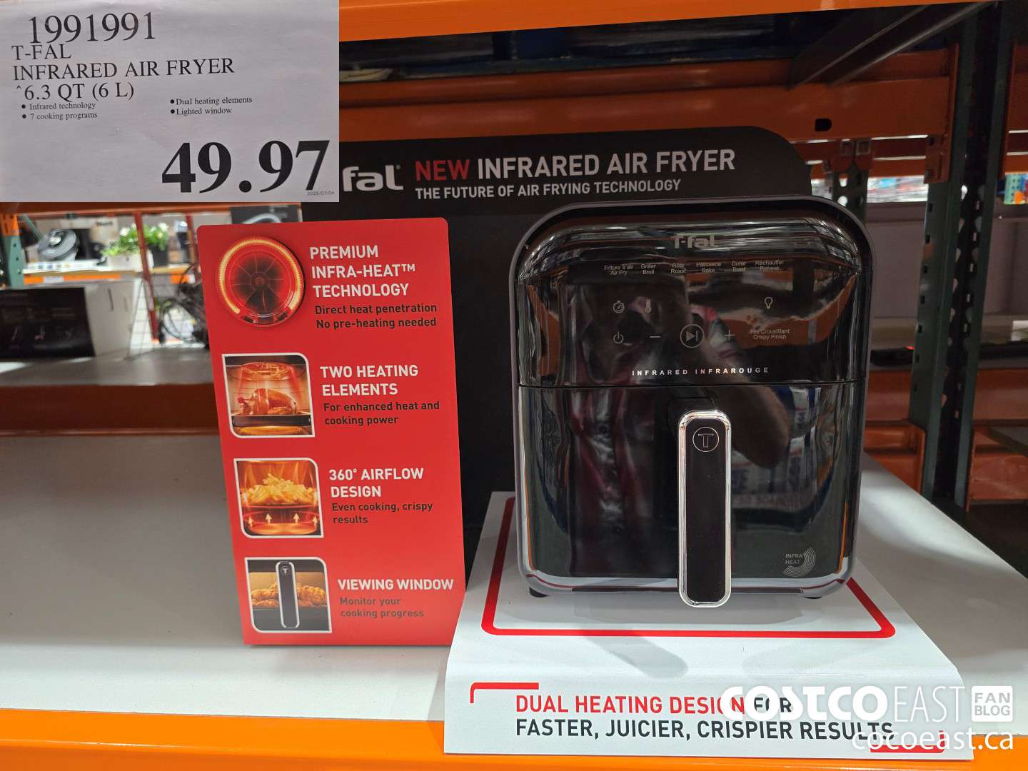 1991991 T-FAL INFRARED AIR FRYER 6.3 QT (6L) $49.97