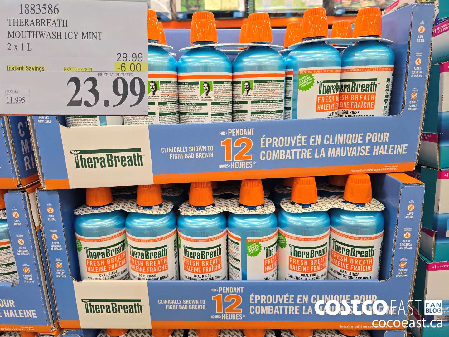 1883586 THERABREATH MOUTHWASH ICY MINT 2 X 1L ($6.00 INSTANT SAVINGS EXPIRES ON 2025-08-03) $23.99