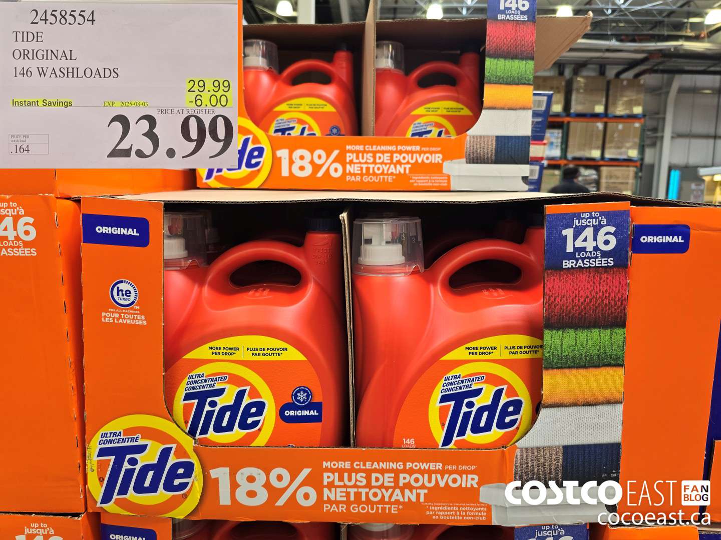 2458554 TIDE ORIGINAL 146 WASHLOADS ($6.00 INSTANT SAVINGS EXPIRES ON 2025-08-03) $23.99