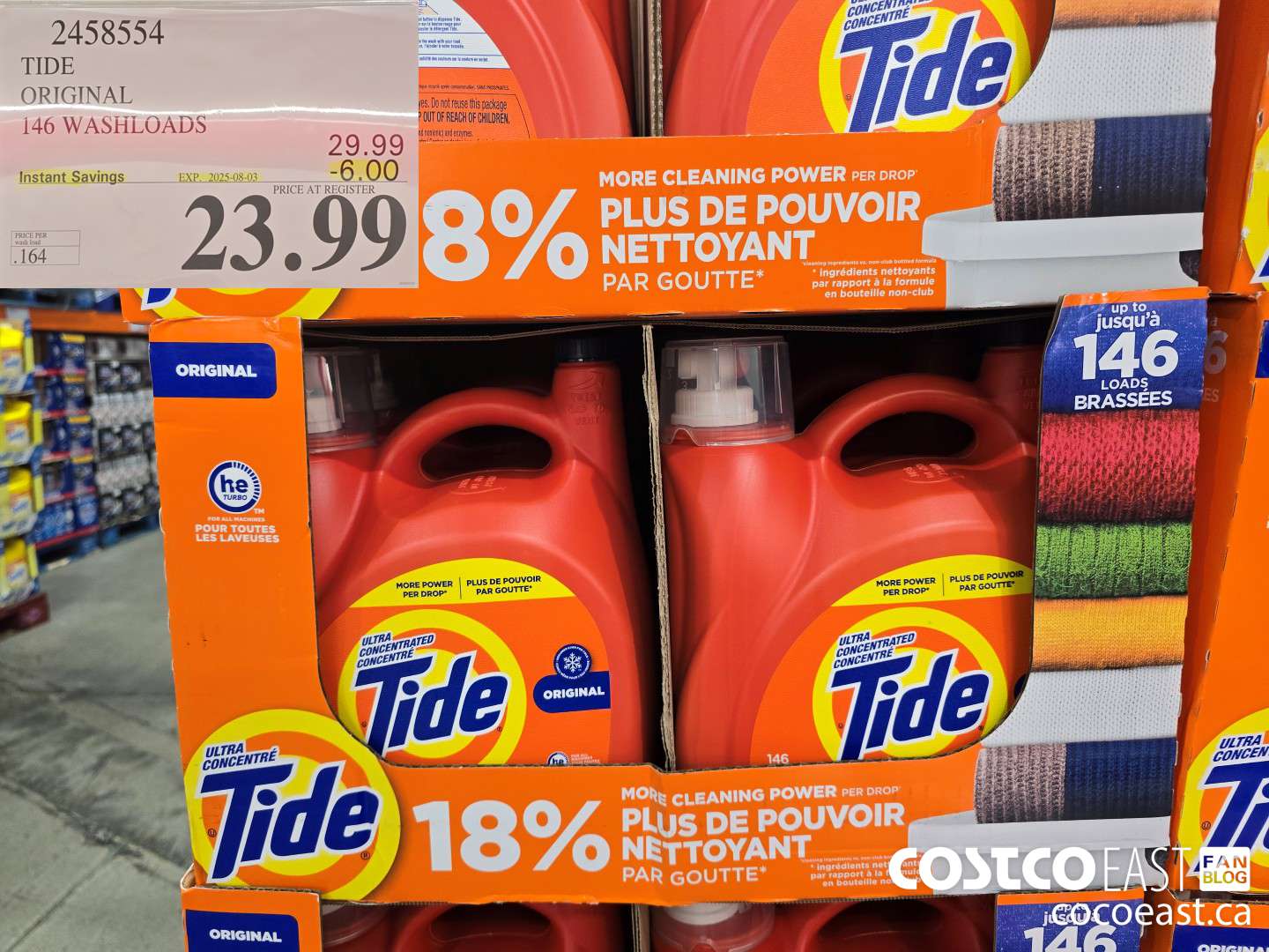 2458554 TIDE ORIGINAL 146 WASHLOADS ($6.00 INSTANT SAVINGS EXPIRES ON 2025-08-03) $23.99