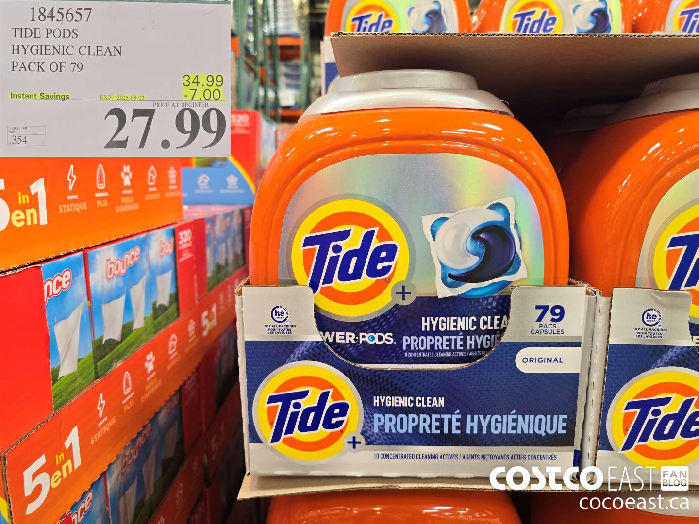 1845657 TIDE PODS HYGIENIC CLEAN PACK OF 79 ($7.00 INSTANT SAVINGS EXPIRES ON 2025-08-03) $27.99