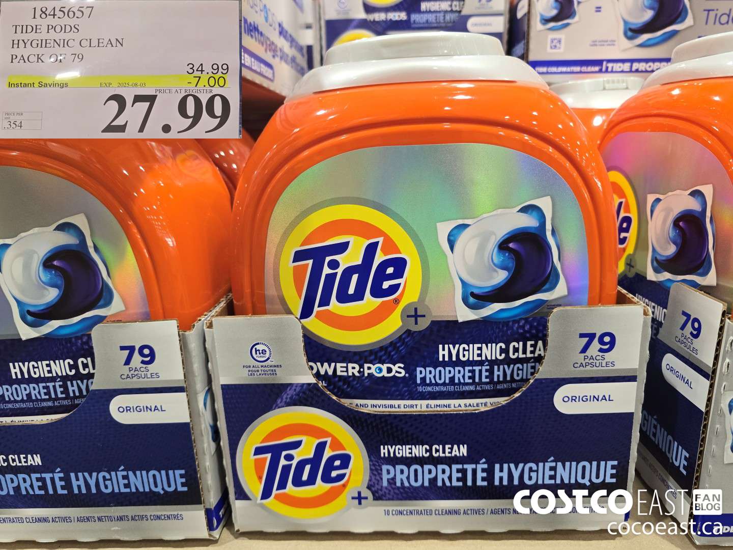 1845657 TIDE PODS HYGIENIC CLEAN PACK OF 79 ($7.00 INSTANT SAVINGS EXPIRES ON 2025-08-03) $27.99