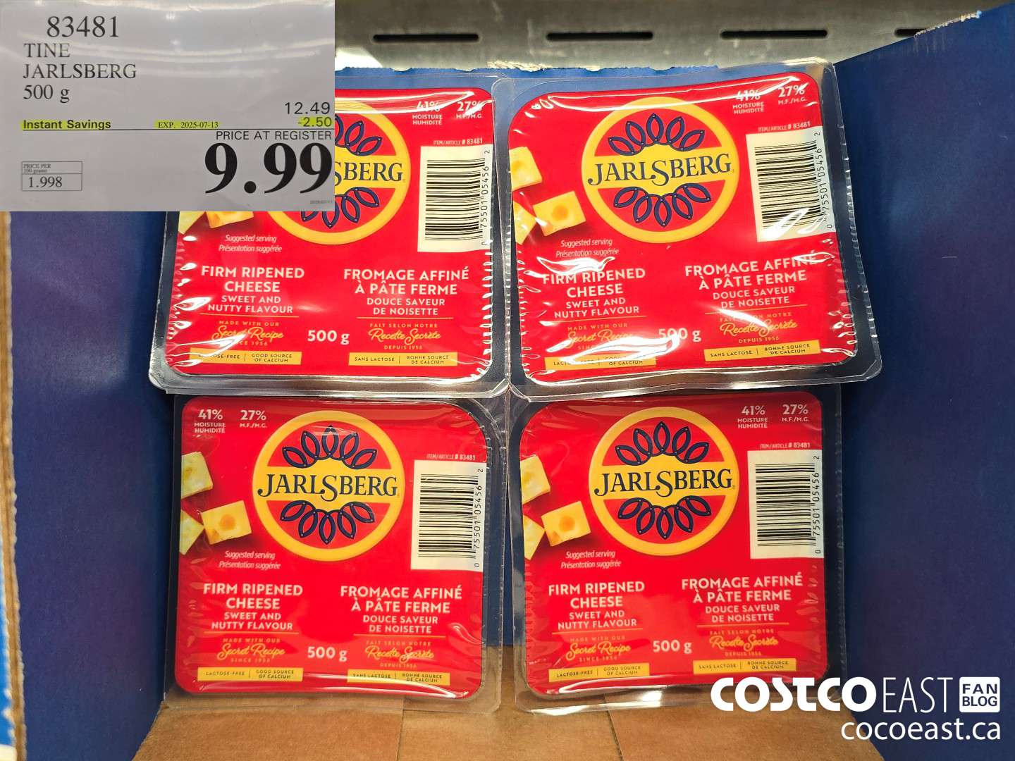 83481 TINE JARLSBERG 500G ($2.50 INSTANT SAVINGS EXPIRES ON 2025-07-13) $9.99