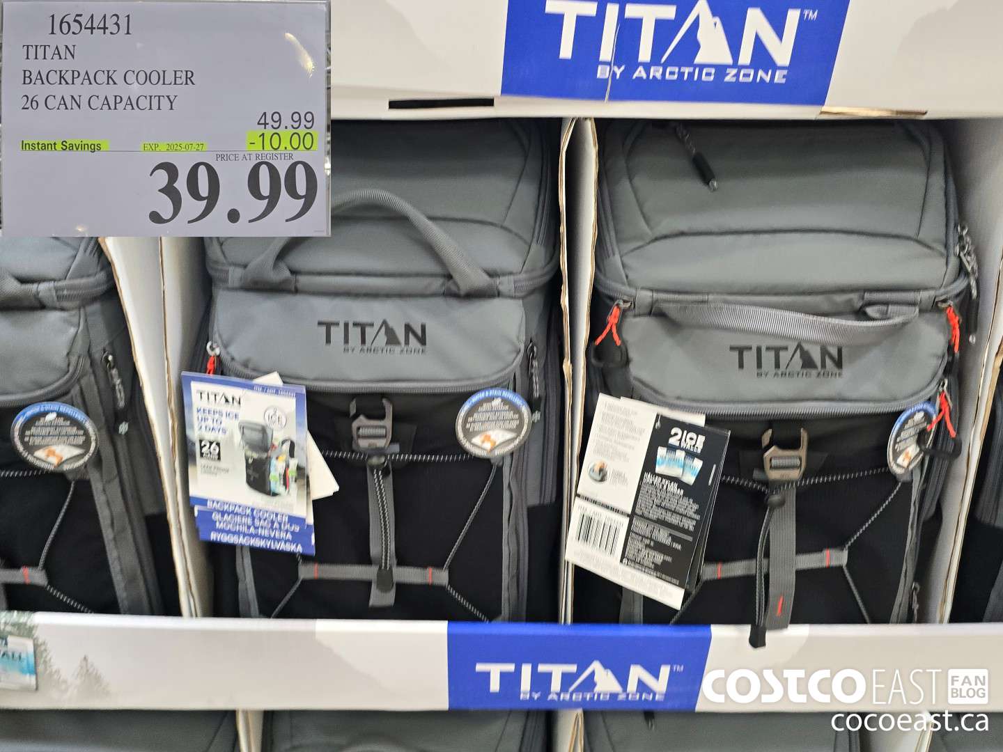 1654431 TITAN BACKPACK COOLER 26 CAN CAPACITY ($10.00 INSTANT SAVINGS EXPIRES ON 2025-07-27) $39.99