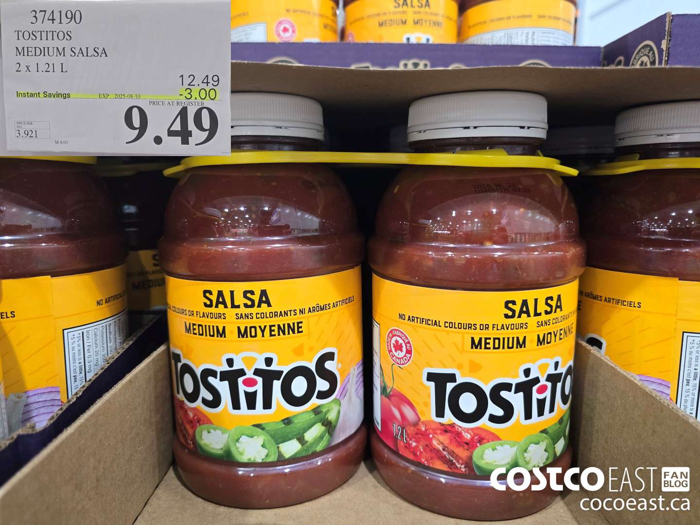 374190 TOSTITOS MEDIUM SALSA 2 X 1.21 L ($3.00 INSTANT SAVINGS EXPIRES ON 2025-08-10) $9.49