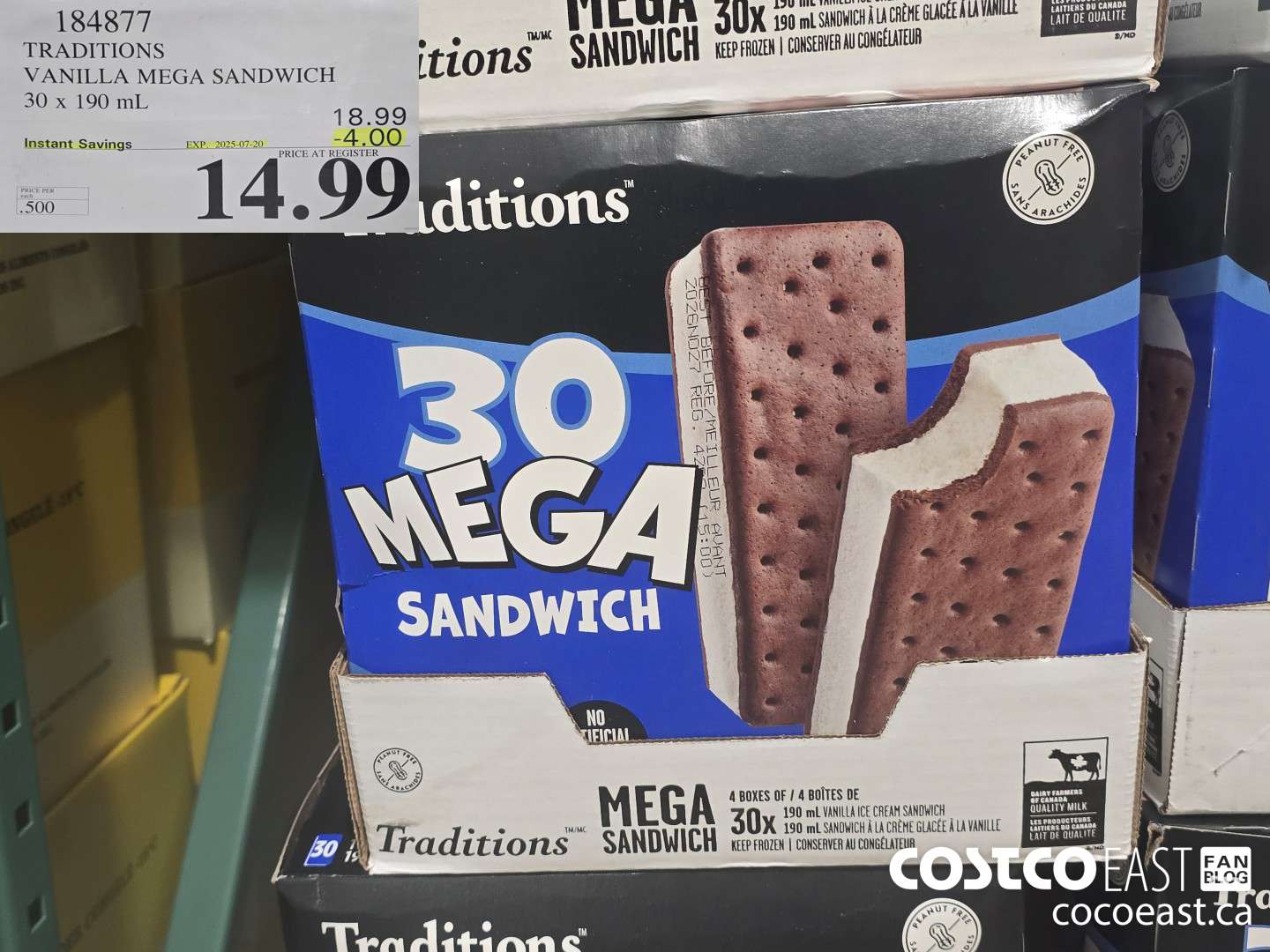 184877 TRADITIONS VANILLA MEGA SANDWICH 30 X 190 ML ($4.00 INSTANT SAVINGS EXPIRES ON 2025-07-20) $14.99