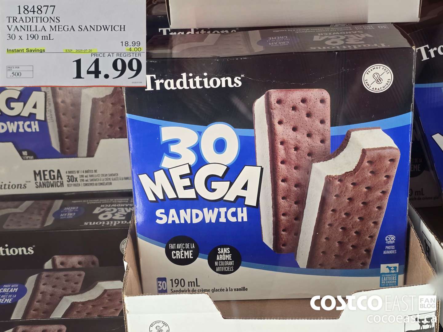 184877 TRADITIONS VANILLA MEGA SANDWICH 30 X 190 ML ($4.00 INSTANT SAVINGS EXPIRES ON 2025-07-20) $14.99