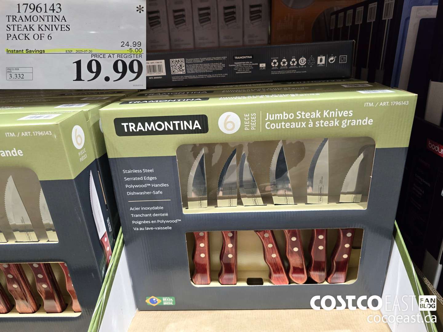 1796143 TRAMONTINA STEAK KNIVES PACK OF 6 ($5.00 INSTANT SAVINGS EXPIRES ON 2025-07-20) $19.99