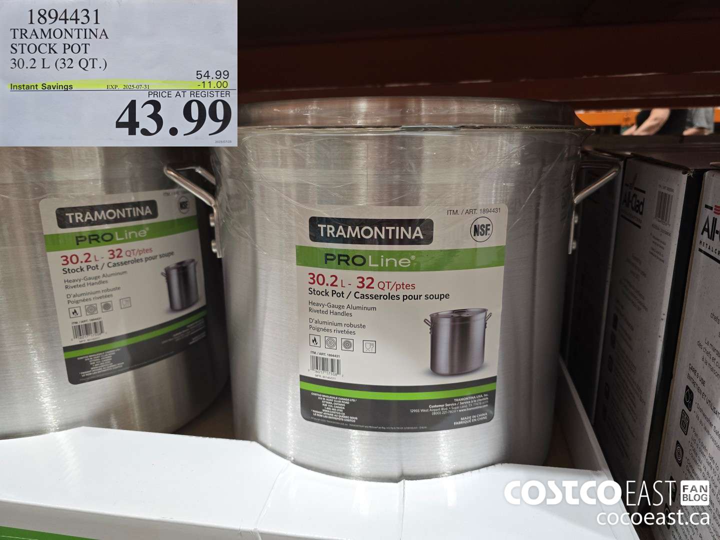 1894431 TRAMONTINA STOCK POT 30.2 L (32 QT.) ($11.00 INSTANT SAVINGS EXPIRES ON 2025-07-31) $43.99