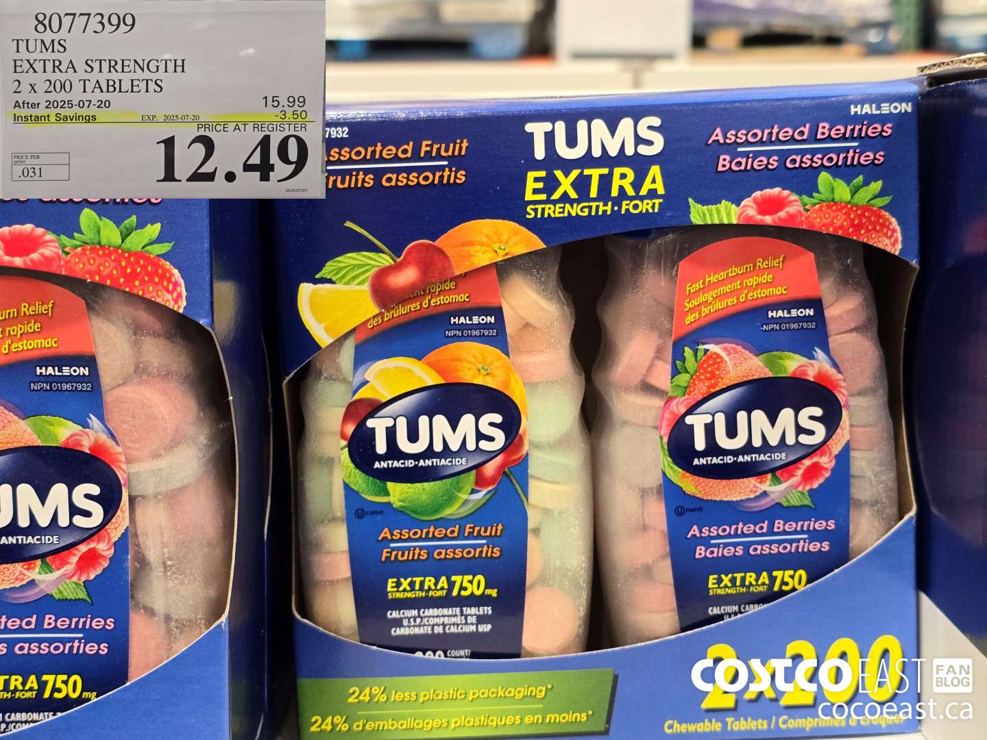 8077399 TUMS EXTRA STRENGTH 2x 200 TABLETS ($3.50 INSTANT SAVINGS EXPIRES ON 2025-07-20) $12.49