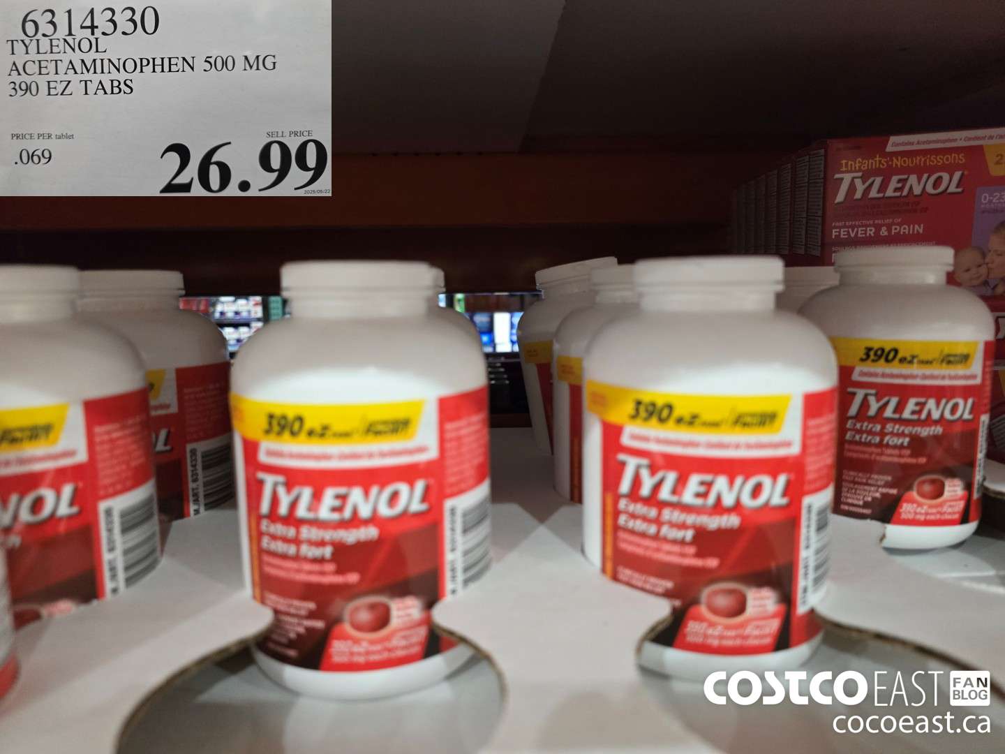 6314330 TYLENOL ACETAMINOPHEN 500MG 390 EZ TABS $26.99