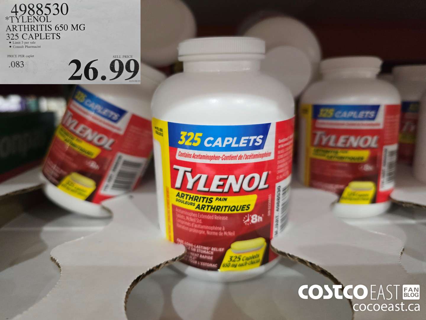 4988530 TYLENOL ARTHRITIS 650MG 325 CAPLETS $26.99