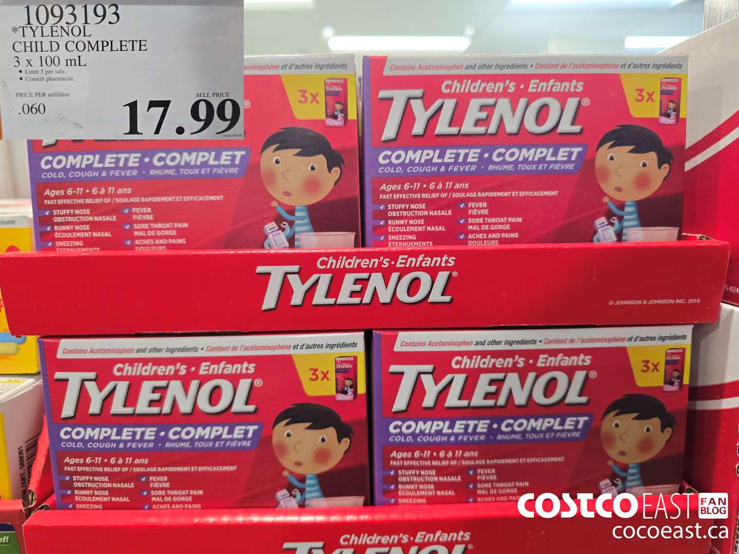 1093193 TYLENOL CHILD COMPLETE 3 X 100ML $17.99
