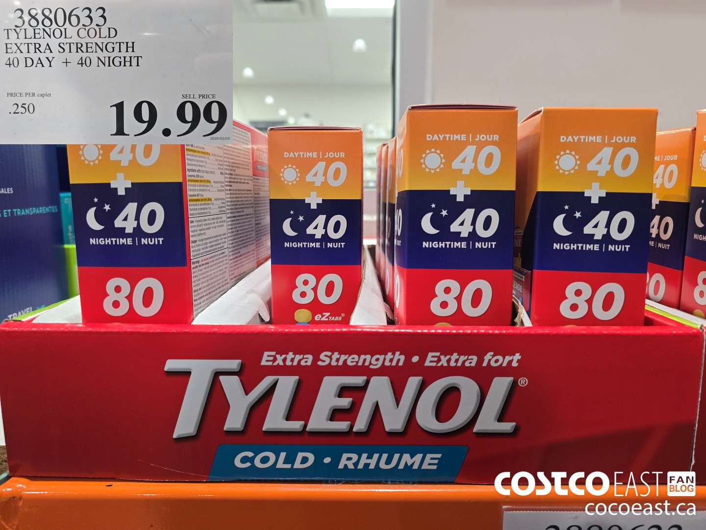 3880633 TYLENOL COLD EXTRA STRENGTH 40 day + 40 night $19.99
