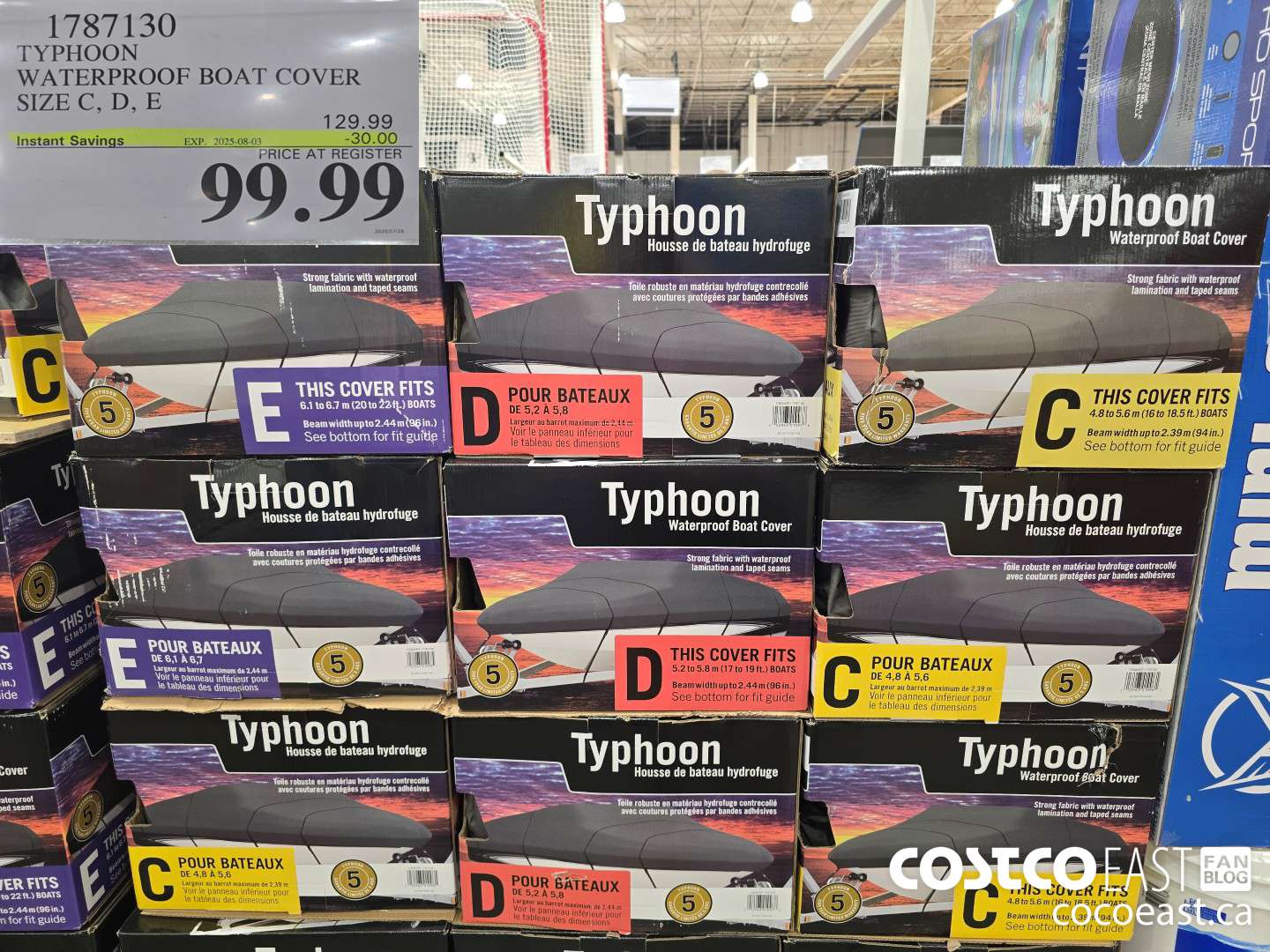 1787130 TYPHOON WATERPROOF BOAT COVER SIZE C, D, E ($30.00 INSTANT SAVINGS EXPIRES ON 2025-08-03) $99.99